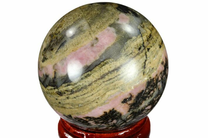 Polished Rhodonite Sphere - India #116173